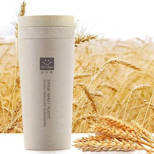 Wheat fiber Double insulation mug Creative portable Cups With Lid Milk Coffee Tea MUG Tea Cup Home Office Drinkware Unique Gift