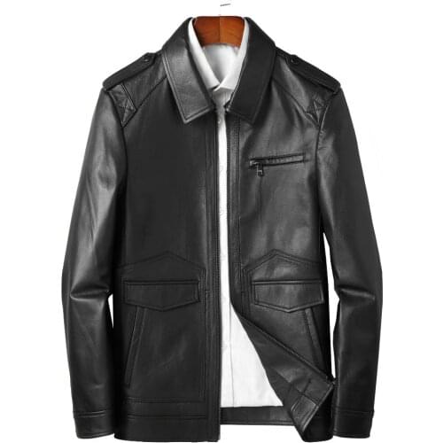 New Genuine Cowhide Leather Jackets Men Good Quality Casual Spring Autumn Natural Cow Leather Coats Wine Red Overcoat
