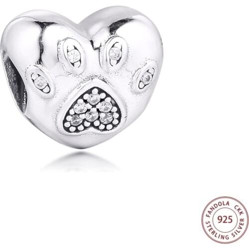 Trendy 925 Sterling Silver I Love My Pet Heart Charms Beads for Jewelry Making Fits Original Bracelet Argent Charm bijoux femme