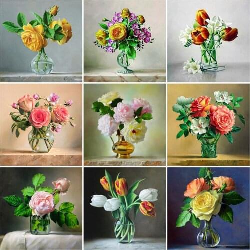 MomoArt 5D Diamond Painting Flower Crafts DIY Diamond Embroidery Rose Cross Stitch Kits Mosaic Peony New Arrival Handmade Hobby