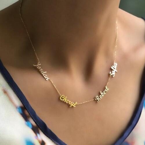 Custom Multiple Name Necklace For Women Men Collares Mujer Personalized Stainless Steel Family Necklace Choker Pendent Jewelry