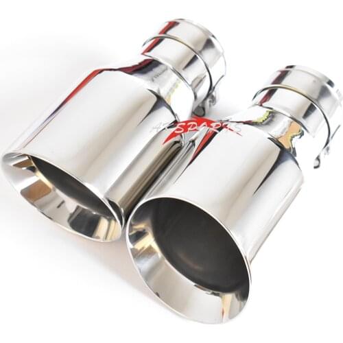 1Pc Car Exhaust Tail Pipe Bright Stainless Steel Straight Slated Welding Bevel Edge Shinny Muffler Tip
