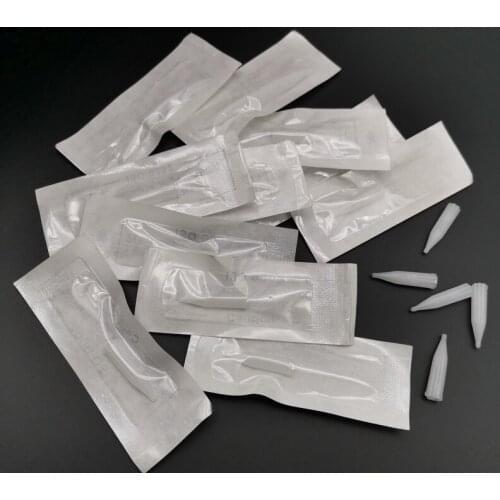 100Pcs 1RT individual Package Disposable Eyebrow Tattoo Plastic Tips Nozzles for Permanent Tattoo Makeup Needles Supply