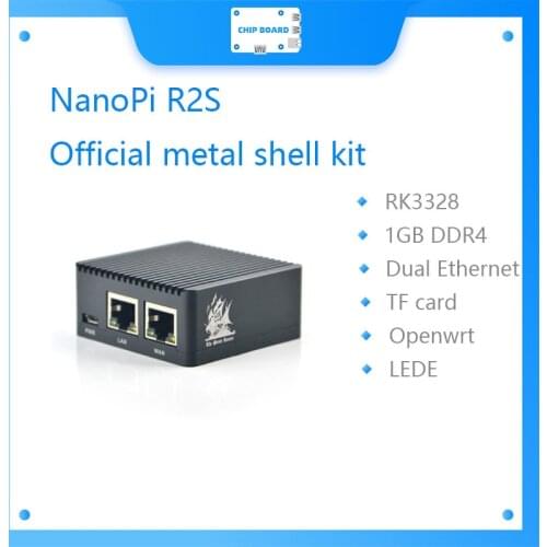 Nanopi R2S Oficial Metalen Shell Openwrt Systeem RK3328 Mini Router Dual Gigabit Poort 1Gb Grote Geheugen