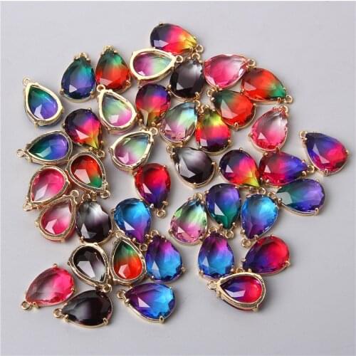 Water Drop Pendant Faceted Crystal Charms Glass Teardrop Pendant for Jewelry making Necklace Bracelet Accessories findings DIY