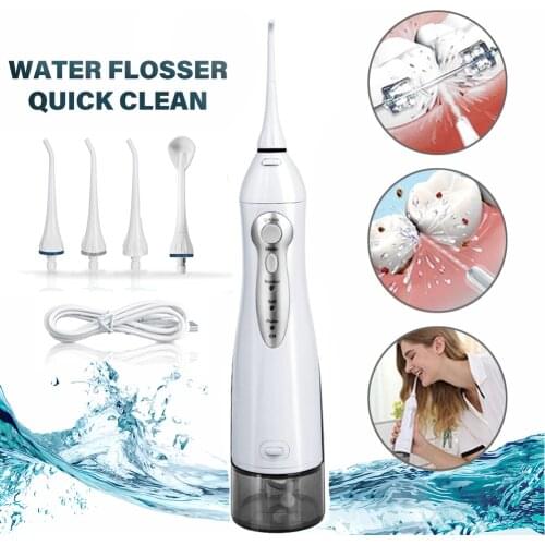 Oral Irrigator USB Rechargeable Water Flosser Portable Dental Water Jet 300ML Water Tank Waterproof Teeth Cleaner