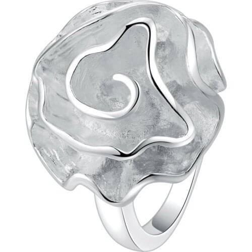 Size 6-10 Beautiful Rose Ring silver color rings fashion jewelry Free shipping CUTE women wedding party jewelry new hot R005