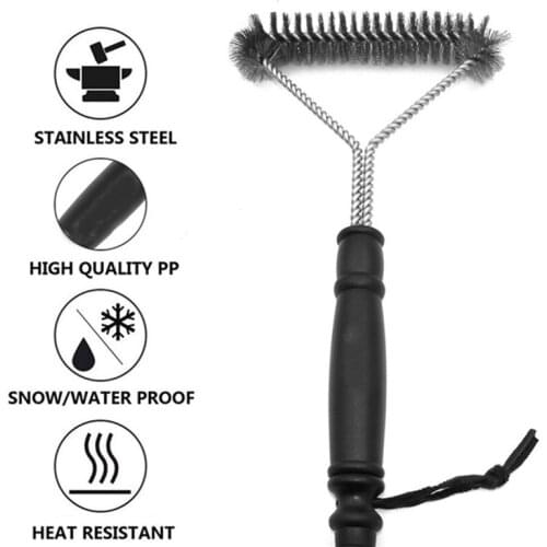 Stainless Steel Barbecue Grill Cleaning Brush Wire Cleaner Outdoor BBQ Clean Tool Accessories with Handle
