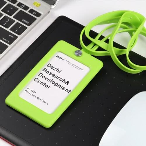 DEZHI Candy Colors Silica Gel ID Card Holder with Soft Neck Strap for Office Pass Card, LOGO Customize Badge Holder