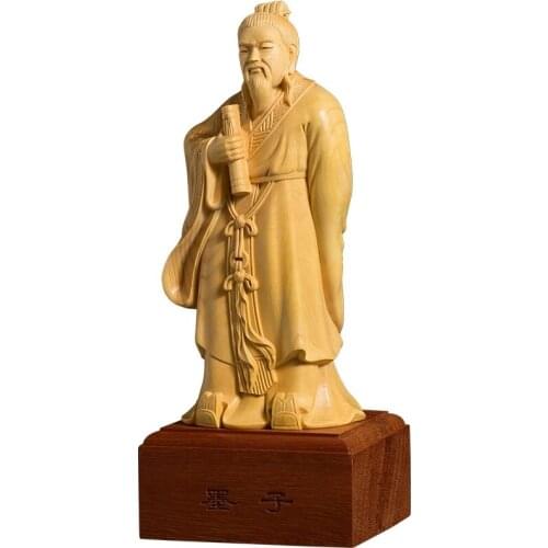 19cm Mo-tse Sculpture Mozi Wood Carving Chinese Historical Figures Hand Carved Solid Wood Small Ornament Man Gift