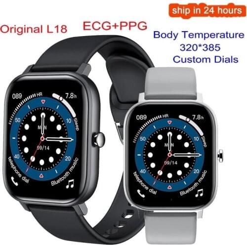 L18 Smart Watch Men IP68 Waterproof ECG Heart Rate Body Temperature Monitor Sports Smartwatch For Android IOS Phone PK P8 GT2 I8