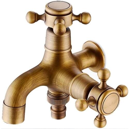 Outdoor Garden Tap European Antique Faucet Dual Purpose Style Brass Bathroom