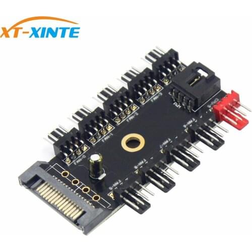 1 to 10 4Pin Fans 12V for Molex / Sata Power Suppply Cooled Fans Hub Splitter PC Pwm Cable Cooling Adapter for Mining PC