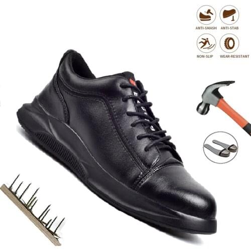 Waterproof Anti-Scalding Industrial Shoes Anti-Smash Anti-Puncture Work Shoes Steel Toe Shoes Mens Leather Safety Shoes