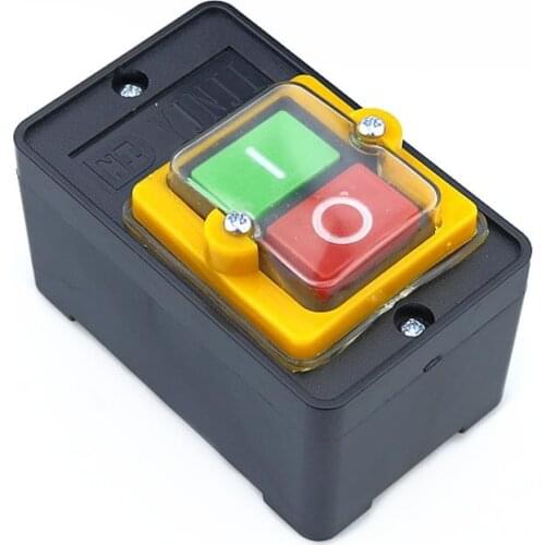 On Off Water Proof Push Button Switch 10A 250V 380V Waterproof PushButton for Cutting Machine Bench drill Switch Plastic Motor