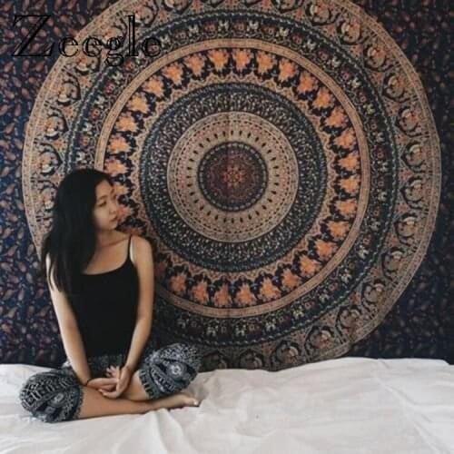 Zeegle Wall Hanging Tapestry Mandala Polyester Tapestry Wall Hanging Carpet Bedside Yoga Mat Home Bedroom Decoration Blanket