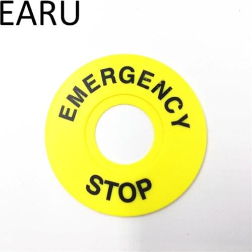 Emergency stop button switch alarm ring 60mm yellow sign button box STOP opening 22mm