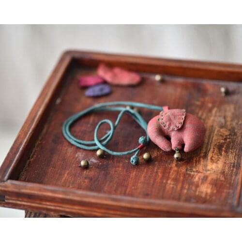 Women Elepant Charms Pendants Ladies Linen Embroidered Necklace Vintage 2020