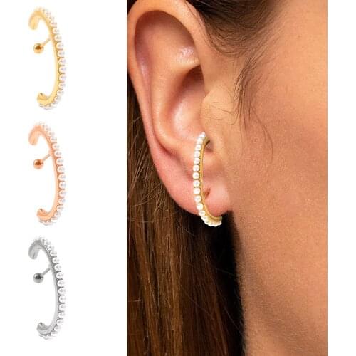 1PC Stainless Steel Pearl Ear Studs Helix Piercing Cartilage Earring Conch Rook Tragus Stud Ear Piercing Jewelry