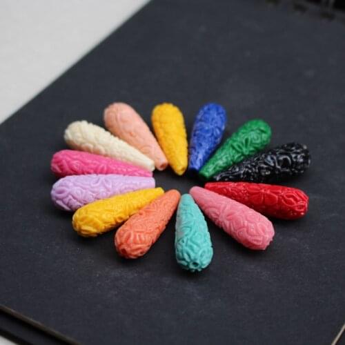 10Pieces/Lot Drop Shape 27mm 33mm 40mm Artificial Coral beads Large Coral Flower beads Cabochon Mix color for Earring making
