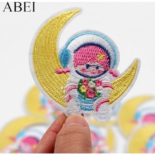 10pcs Cartoon Embroidery Astronaut Moon Patches DIY Iron On Apparel Backpack Hats Stickers Handmade Sewing Fabric Badge Applique