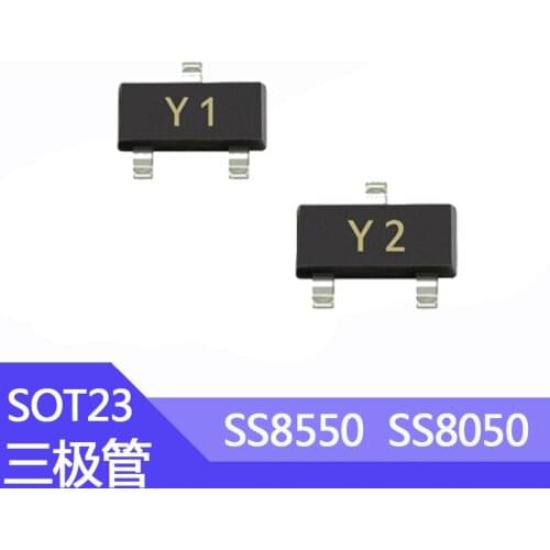 100pcs/lot SS8550 SMD transistor PNP transistor package SOT-23 printing Y1/Y2 double S high current SS8050