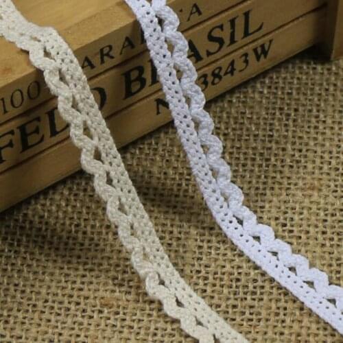 100yards/lot White Beige Lace Trim Cotton Crocheted Lace Ribbons Apparel Sewing Fabric Material DIY Crafts Handmade Accessories