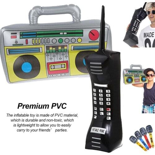 2PCS Inflatable Radio Boombox Inflatable Mobile Phone Inflatable Props For 80s 90s Retro Classic Party Decorations Model Toy
