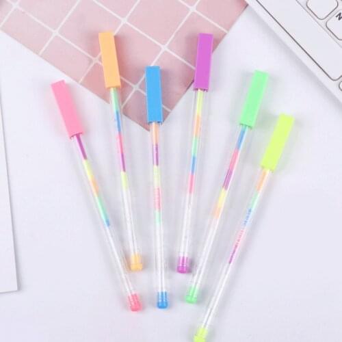 5pcs fashion rainbow dream multicolor pen, DIY student graffiti color filling creative stationery fluorescent pen gouache pen