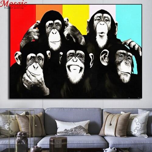5d Diamond Painting animals Cross Stitch Diamond Embroidery Graffiti Cute Monkey Picture Of Rhinestones Home Decor Handmade