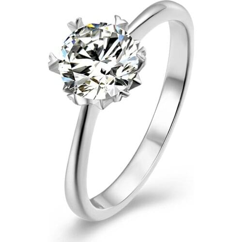 6.5mm D Color Moissanite Engagement Ring 925 Sterling Silver Pass Diamond Test 1 Carat Moissanite Rings with Certificate Jewelry