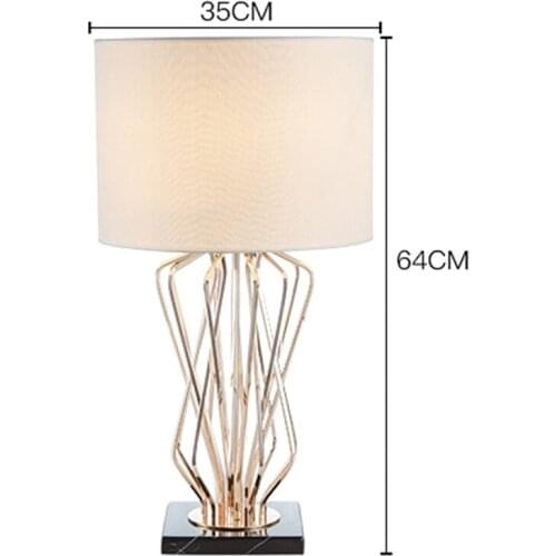 SGROW Modern Fabric Lampshade Table Lamp for Living Room Bedroom Bedside Lampara Deco Creative Marble Base Metal Desk Lights