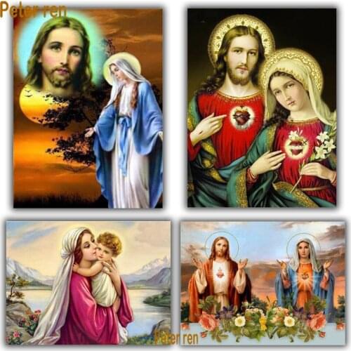 5d diy diamond embroidery Religious Notre Dame and baby diamond painting Jesus mosaic beading pictures Rhinestones cross stitch