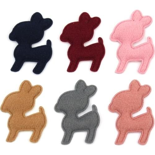 36Pcs 3.5*5cm flannel Sika Deer Padded Appliques for childrens crafts headwear Accessories DIY Baby Hairpin Ornament Decoration