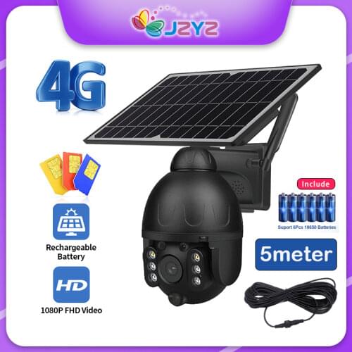JZYZ 4G SIM Card Wifi Solar Panel 1080P Camera Two way Audio IP67 Waterproof Night Vision PIR Motion Detection Rechargeable