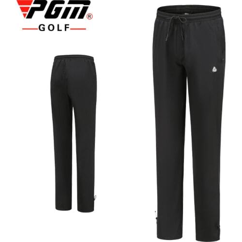 PGM Men Golf Pants Rainproof Trousers Adjustable Elastic Band Rope Breathable Sports Wear Clothing Suit KUZ095 Black White