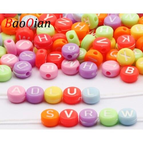 100/200/300/400/500pcs Candy Color Acrylic Spacer Letter Beads For Jewelry Making Kid Diy Material Necklace Bracelet Accessories