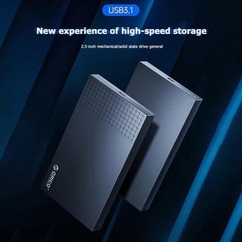 ORICO 2526C3 Type-C Hard Drive Disk Case 2.5 inch SATA HDD SSD Mobile Enclosure HDD Case with USB Cable Pouch New