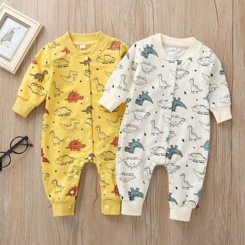 Baby clothes baby one-piece long-sleeved spring and autumn cotton cartoon dinosaur romper romper boy girl newborn jumpsuit