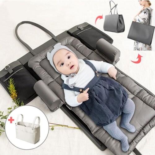 Baby Mattress Bag Portable Bed-in-Bed Mommy Bags Diaper Bag Infant Foldable Crib Travel Bed Baby Bassinet Cradle Nest 2pcs Set