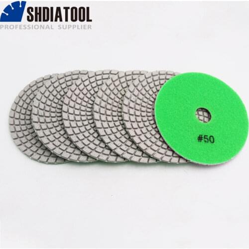 DIATOOL 6 pcs 5 Inches Sanding Discs for Granite Marble Stone Tile Polishing Dia 125mm Wet White bond Polishing Pads