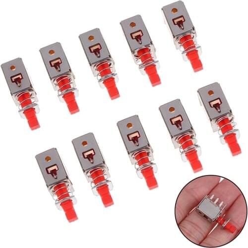 10pcs DPDT Double Pole 6 Pin Self-locking Key Power Switches PS-22F03 Right Angle PCB Latching Push Button Switches