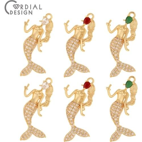 Cordial Design 50Pcs 17*33MM Jewelry Findings & Components/CZ Connectors For Earrings/Jewelry Accessories/Hand Made/DIY Charms