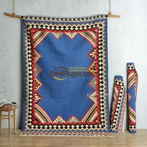 Blue pure handmade wool Turkey Indian exotic style kirim living room sofa coffee table carpet gc137-9yg2