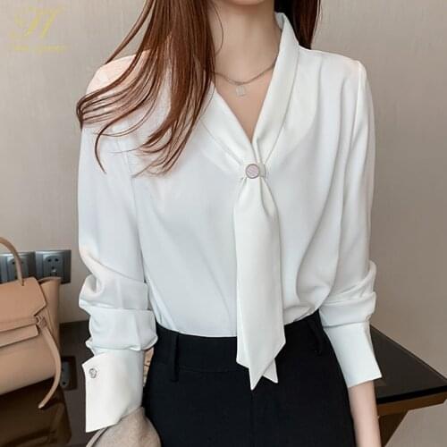 Белые блузки H Han Queen China At AliExpress