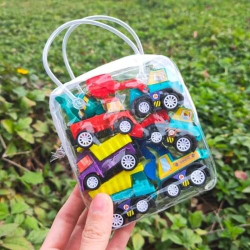 6-piece hand-held clockwork pull back car toy set sliding inertial mini car construction vehicle excavator model toy 0-3 years