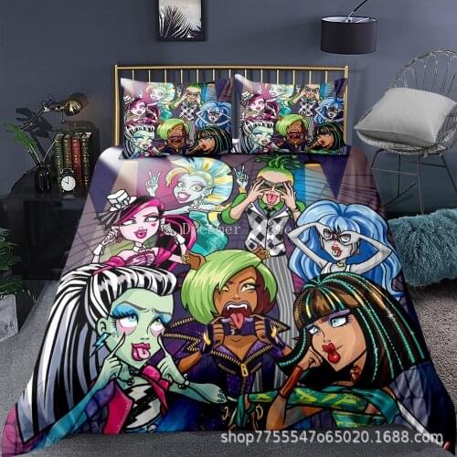 3D Cartoon Girls Bedding Set Queen King Size Monster High Duvet Cover Set With Pillowcase Comforter Cover Decor Home Bedclothes