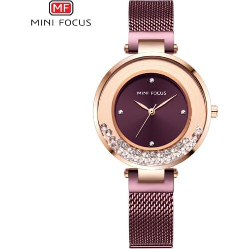 MINI FOCUS Womens Simple Mesh Strap Quartz Watches Top Brand Luxury Analogue Wristwatch for Lady Relogios Femininos Clock 0254