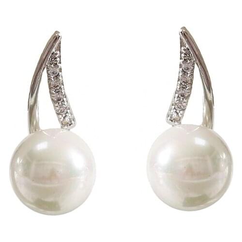 LANFLORA fashion gift business style women pearl stud earrings copper alloy earrings Classic bulk wholesale earrings