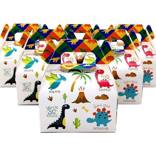 Candy Boxs Cake Gift Bags 24pcs Kids New Dinosaur Dino Theme Party Baby Shower Decoration Favor Supplies Birthday Party Supplies